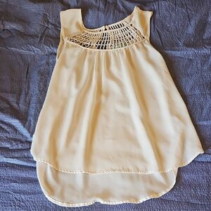 Maurices Cream Sleeveless Blouse with Crochet Detail